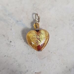 Mini Heart with Faceted Bead Gold Tone Center